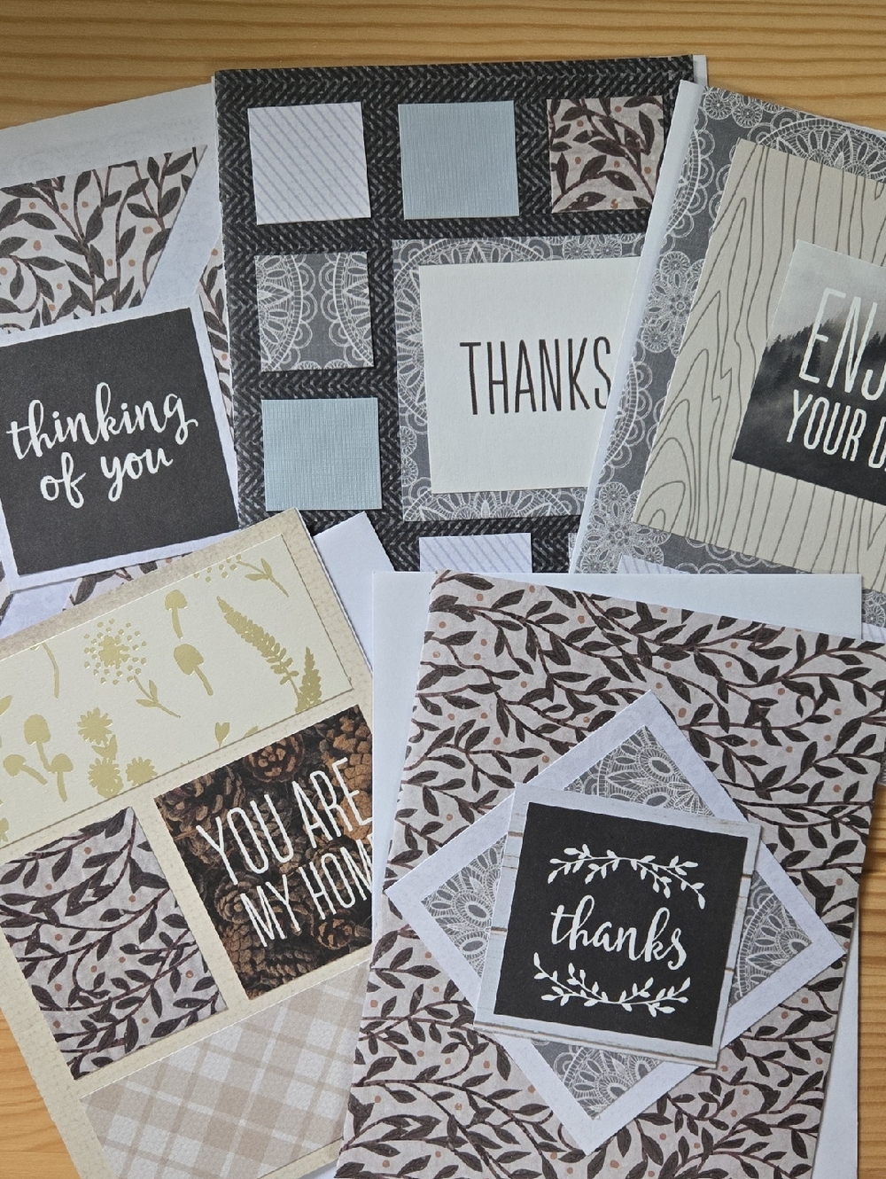 Handmade Variety Greeting Cards Set - Thank You, Thinking Of You